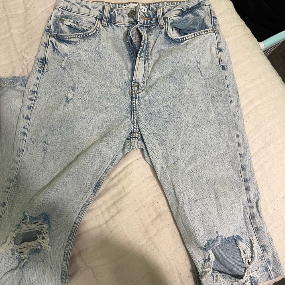 zara split hem jeans